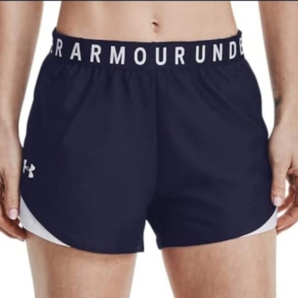 Under Armour Black and White Athletic Shorts with Dolphin Hem